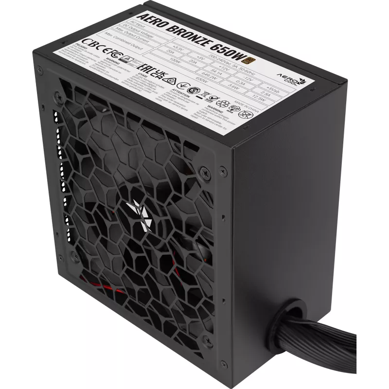 Aerocool B509A Flow-G-BK-v1 Mid Tower PC korpus koos 650W toiteplokiga, karastatud klaas, must