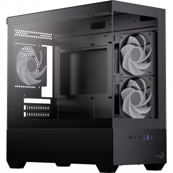 AEROCOOL P300D G-BK-v1 Mini Tower ATX korpus, must, karastatud klaas