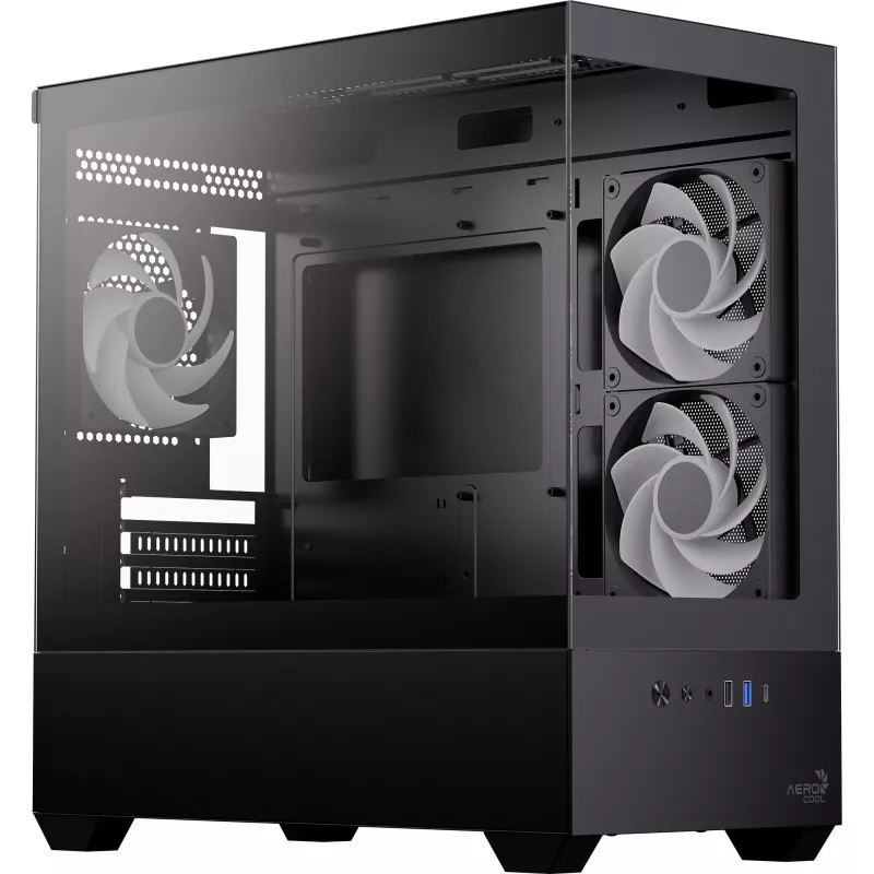 AEROCOOL P300D G-BK-v1 Mini Tower ATX korpus, must, karastatud klaas