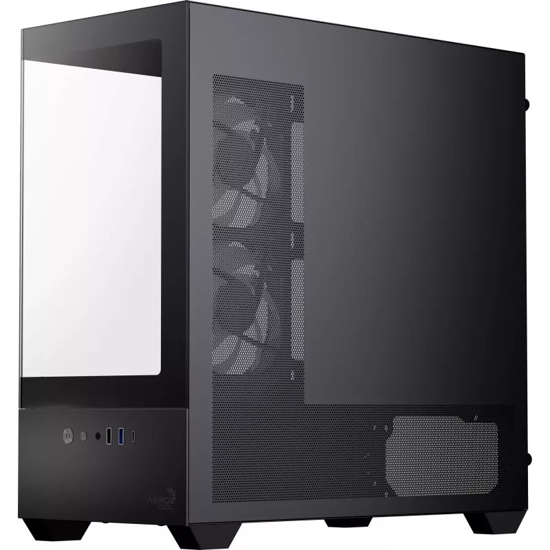 AEROCOOL P300D G-BK-v1 Mini Tower ATX korpus, must, karastatud klaas