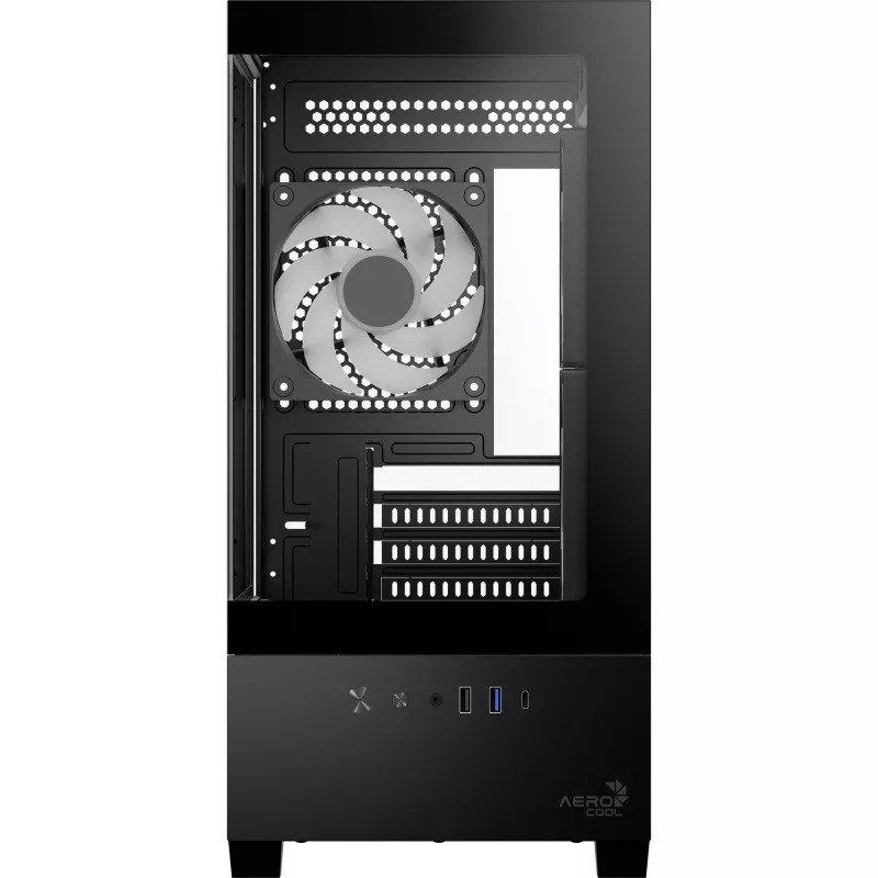 AEROCOOL P300D G-BK-v1 Mini Tower ATX korpus, must, karastatud klaas