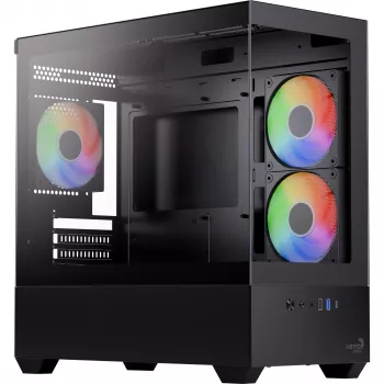 AEROCOOL P300D G-BK-v1 Mini Tower ATX korpus, must, karastatud klaas