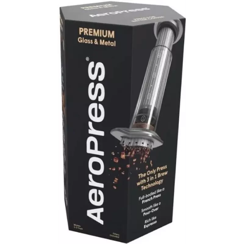 AeroPress Premium kohvimasin 350 filtriga, käsitsi espresso ja külmpruul, BPA-vaba, tumehall