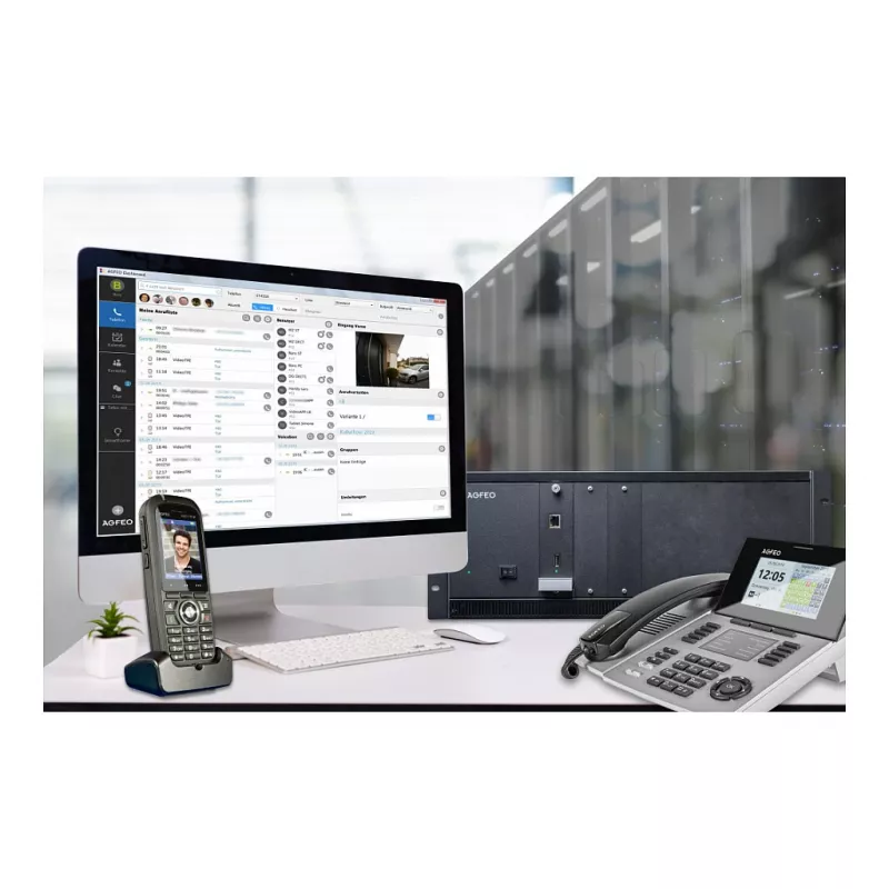 AGFEO ES 730 IT IP-kommunikatsioonisüsteem (PBX) – 100 abonenti, 100 SIP-trünki, 30 VoIP-kõnet, Gigabit Ethernet, USB, tulemüür, VPN, UC-Suite, CTI, veebiliides