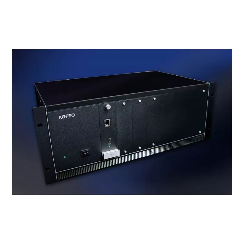 AGFEO ES 730 IT IP-kommunikatsioonisüsteem (PBX) – 100 abonenti, 100 SIP-trünki, 30 VoIP-kõnet, Gigabit Ethernet, USB, tulemüür, VPN, UC-Suite, CTI, veebiliides