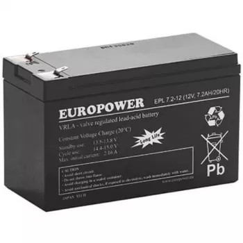 AGM Battery EUROPOWER Series EPL 12V 7.2Ah T1 (15 Years Lifespan)