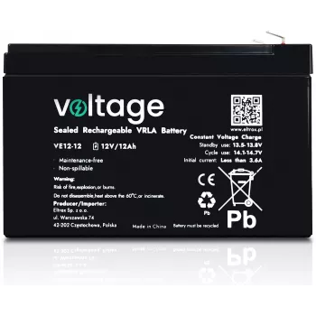 AGM aku pinge 12V 12Ah VE12-12 (eluea 6-9 aastat)