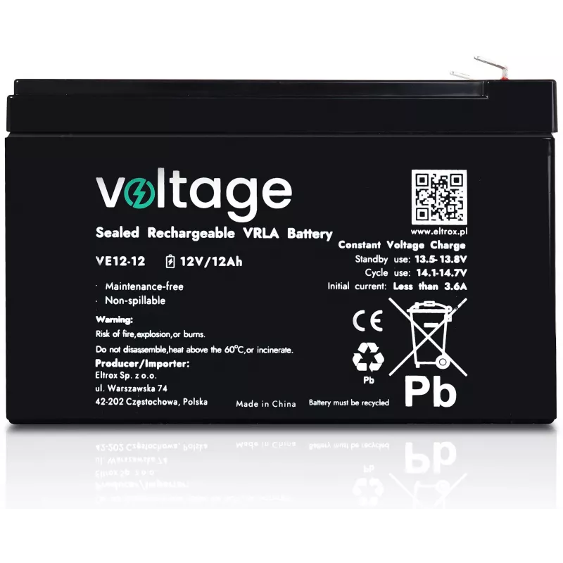 AGM aku pinge 12V 12Ah VE12-12 (eluea 6-9 aastat)