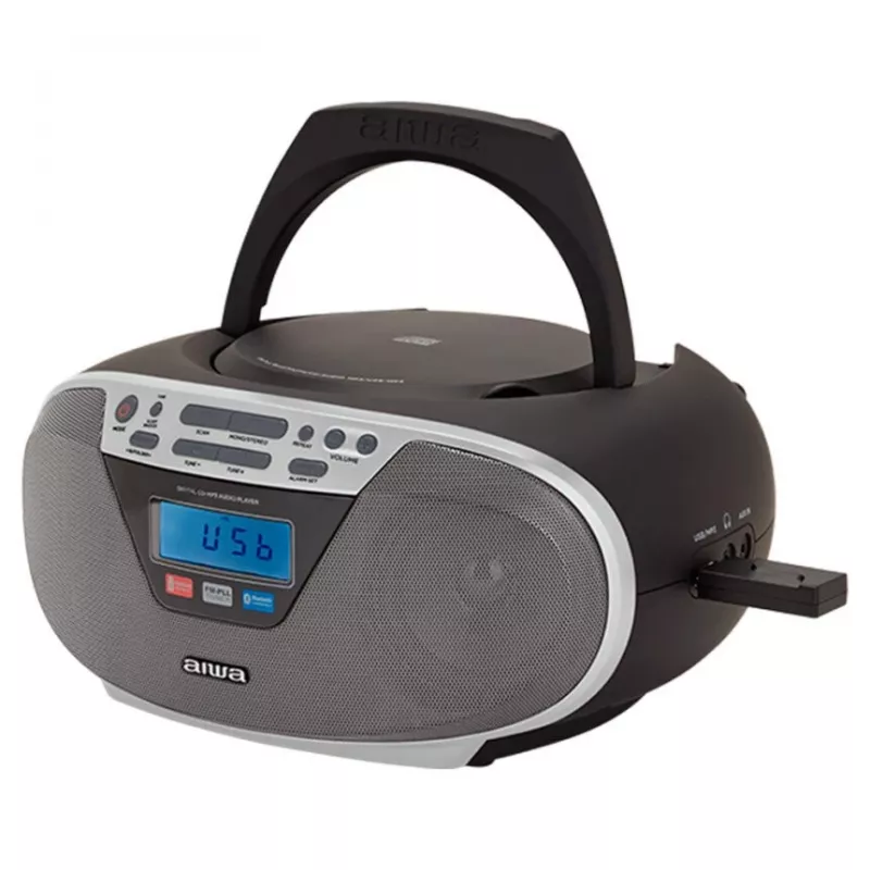 Aiwa BBTU-400SL Kaasaskantav stereosüsteem CD/FM RDS/USB/Bluetooth hõbedane MP3-esitus