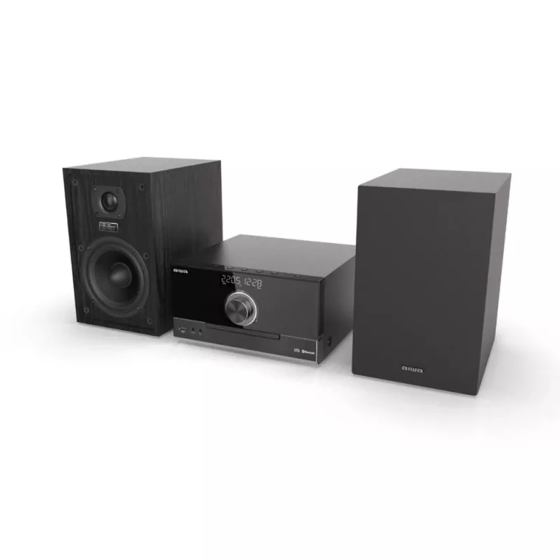 Aiwa MSBTU-600 50W Bluetooth CD mikro Hi-Fi süsteem FM-raadioga, USB, Aux-sisend, LED-ekraan, kaugjuhtimispult, must