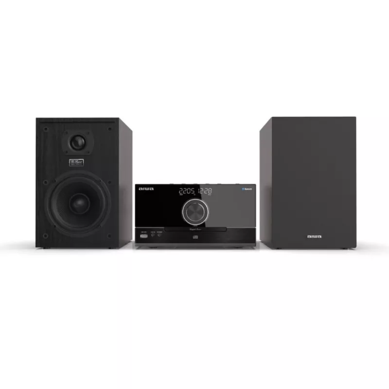 Aiwa MSBTU-600 50W Bluetooth CD mikro Hi-Fi süsteem FM-raadioga, USB, Aux-sisend, LED-ekraan, kaugjuhtimispult, must