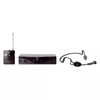 AKG WMS45 Sports Set traadita mikrofonisüsteem C544 L kõrvaklappidega, UHF BD U2 sagedusalas (614-630 MHz), Bodypack-saatja, statsionaarne vastuvõtja, 30m ulatus