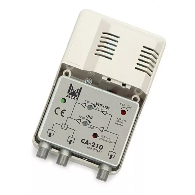 ALCAD CA-210 VHF-UHF võimendi, 1 sisend / 2 väljundit