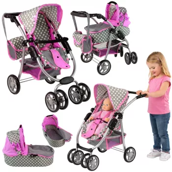 ALICE Nukukäru 2-in-1 Kärjekott Roosad Tähed