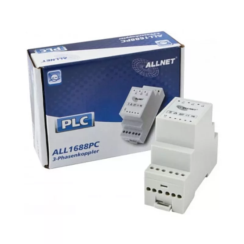 ALLNET ALL1688PC Powerline faasikoppler, 3-faasiline + nulljuht, passiivne, 1-70 MHz, DIN-liist