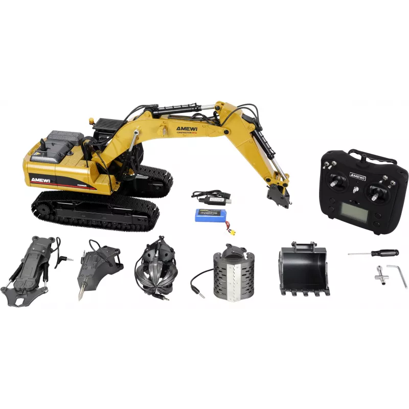 Amewi G705E metallist ekskavaator 1:14 RTR kollane 14+