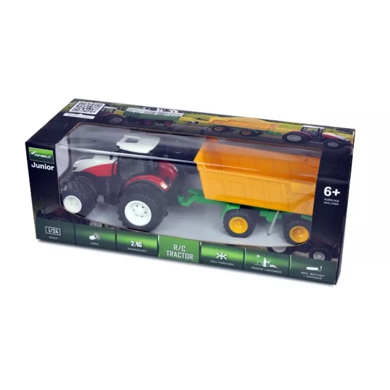 AMEWI RC traktor koos kallutava haagisega 1:24 mõõtkavas 2.4GHz 6-kanaliga Li-Ion 500mAh