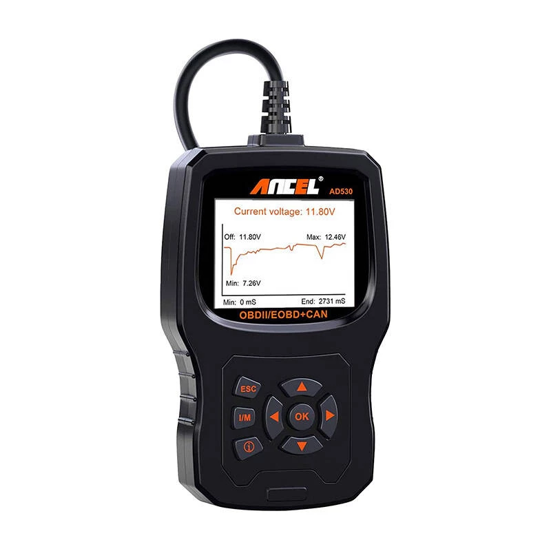 ANCEL AD530 OBD2 diagnostikaskanner 2,8-tollise TFT-värviekraaniga, eluaegsed tasuta uuendused