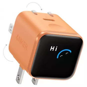 Anker Nano Charger 45W GaN USB-C Charger with ActiveShield 5.0, Touch Sensor, SmartDisplay, iPhone Recognition, Orange