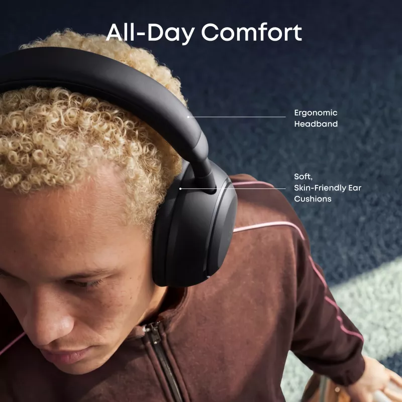 Anker Soundcore Space 2 Over-Ear Wireless Headphones with Active Noise Cancellation, Jet Black