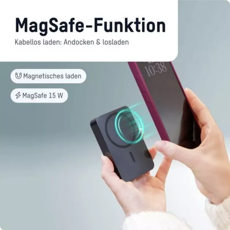 ANSMANN 1700-0199 10000 mAh juhtmevaba toitepank, antratsiit