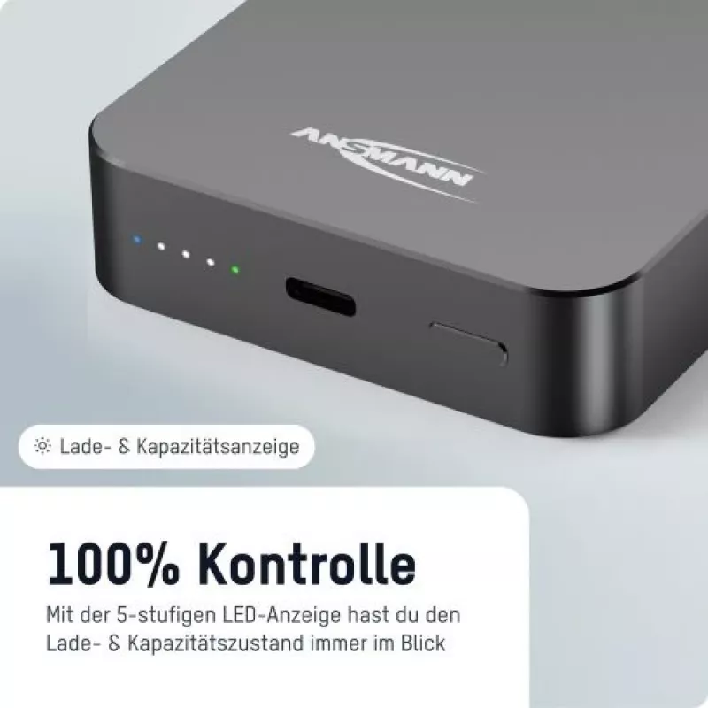 ANSMANN 1700-0199 10000 mAh juhtmevaba toitepank, antratsiit
