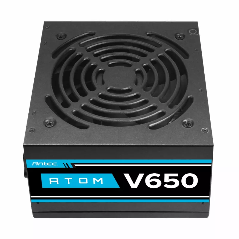 Antec Atom V650 mittemodulaarne toiteplokk - 650W, 80 PLUS White, ATX, 120mm vaikne ventilaator