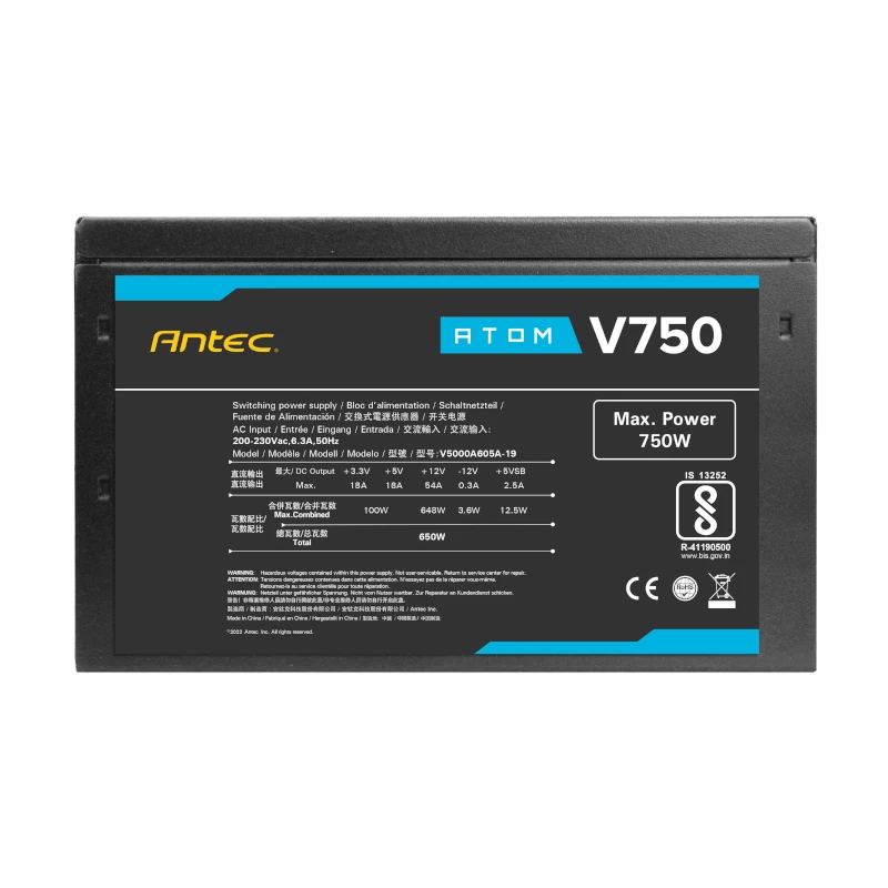 Antec Atom V750 mittemodulaarne 750W 80 PLUS Bronze ATX toiteplokk