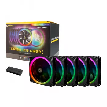 Antec Prizm 120 ARGB korpusiventilaator 5 pakk + kontroller - must