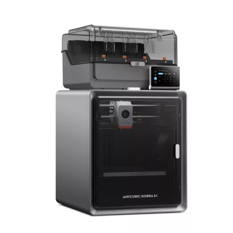 ANYCUBIC S1 Combo V2 FDM 3D-printer, 250 x 220 x 220 mm ehitusmaht, 500 mm/s kiirus, automaatne nivelleerimine, PEI-plaat, Klipper-püsivara, Wi-Fi, 4.3 inch puuteekraan, 400W võimsus