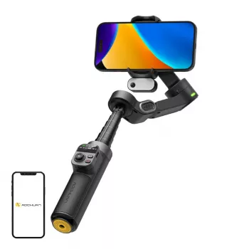 AOCHUAN Smart X3 AI Tracking Gimbal Stabilizer with LED Light and Selfie Stick for Smartphone, Black