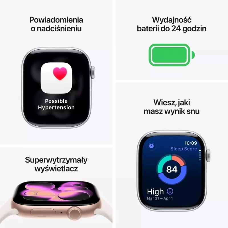 Apple Watch Series 11 (2025) GPS 46mm Silver Aluminum Case with Purple Fog Sport Band M/L