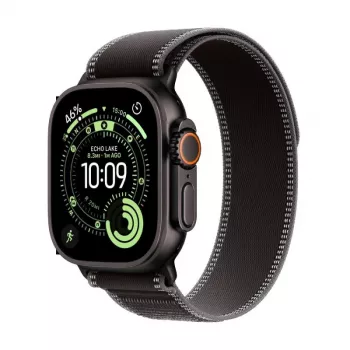 Apple Watch Ultra 3 GPS + Cellular 49mm Black Titanium Case with Black/Charcoal Trail Loop - Large (Model A3281, MF1H4QR/A)