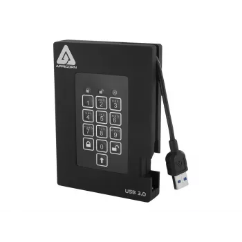 Apricorn Aegis Padlock Fortress A25-3PL256-500F välkmälu - 500GB - USB 3.2 Gen 1 - AES 256-bit riistvaraline krüpteerimine - must