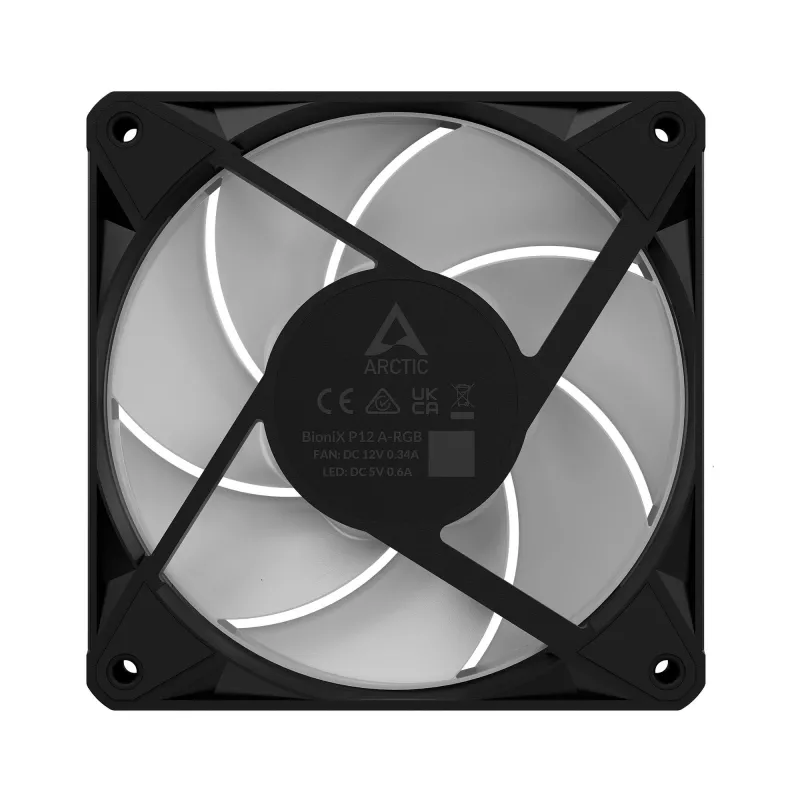 Arctic BioniX P12 A-RGB 120mm PWM ventilaator Daisy Chain'iga, 400-2300 RPM, 77.6 CFM, must