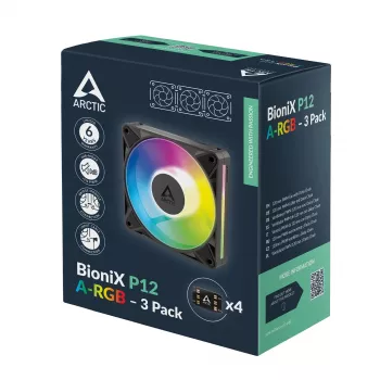 Arctic BioniX P14 A-RGB 140mm PWM Fan 3-Pack - Must - Addressable RGB, 2500 RPM, 186 m³/h