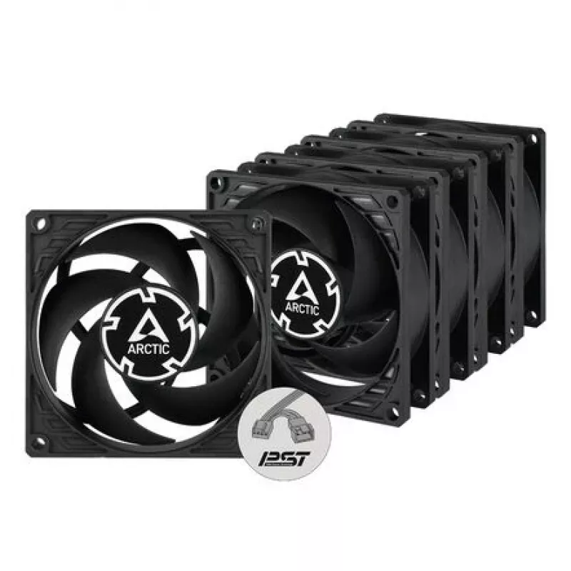 ARCTIC P8 PWM PST 80 mm ventilaator 5-pakk - must/valge