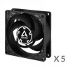 ARCTIC P8 PWM PST 80 mm ventilaator 5-pakk - must/valge