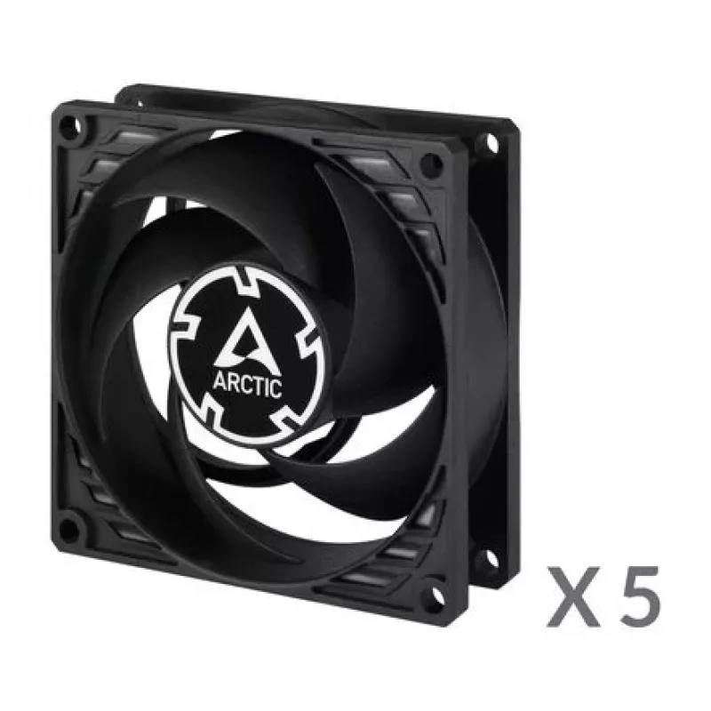 ARCTIC P8 PWM PST 80 mm ventilaator 5-pakk - must/valge