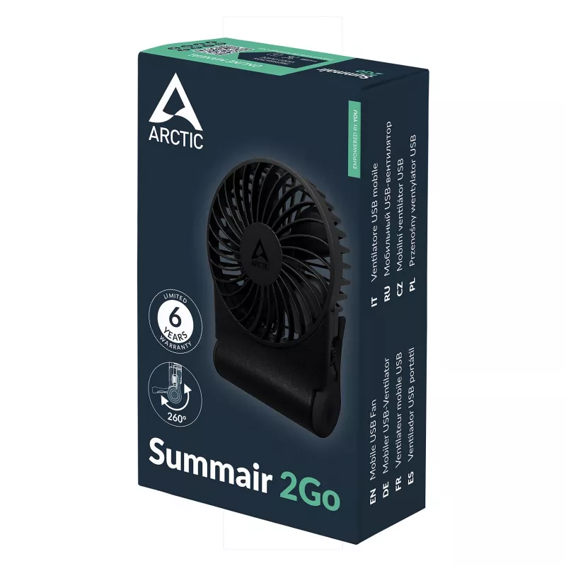 Arctic Summair 2Go laetav aku lauaventilaator - 10 cm (must)