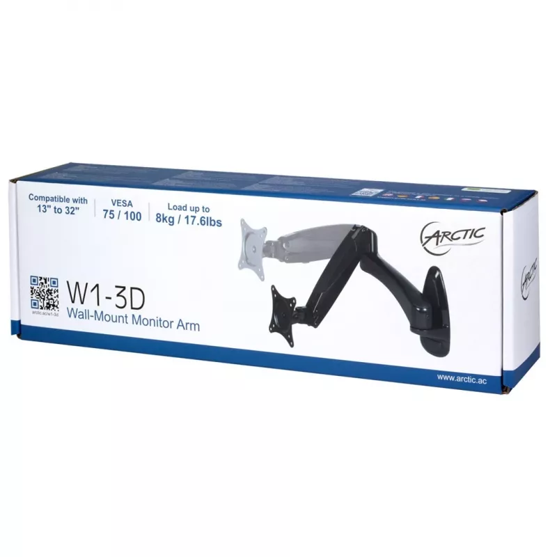Arctic W1-3D LCD-ekraani kinnitus - Alumiiniumsulam - Ekraani suurus kuni 109.2 / 124 cm