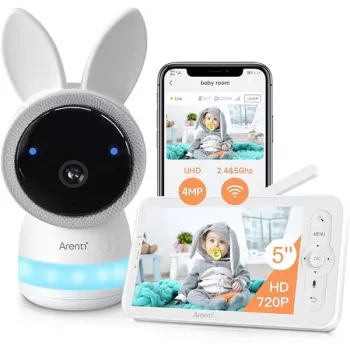 ARENTI AINanny A4 Kit Plus – 2K QHD videobeebimonitor 5-tollise HD-ekraaniga, Wi-Fi, öövaatluse ja kahesuunalise heliga