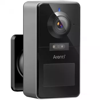 Arenti POWER1Q 2K Smart Battery Security Camera, AI Human Detection, Color Night Vision, IP65, Black