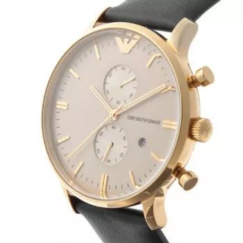 ARMANI AR0386 Meeste klassikaline kvarts-analoogkell 40mm hõbedase numbrilaua ja pruuni nahkrihmaga