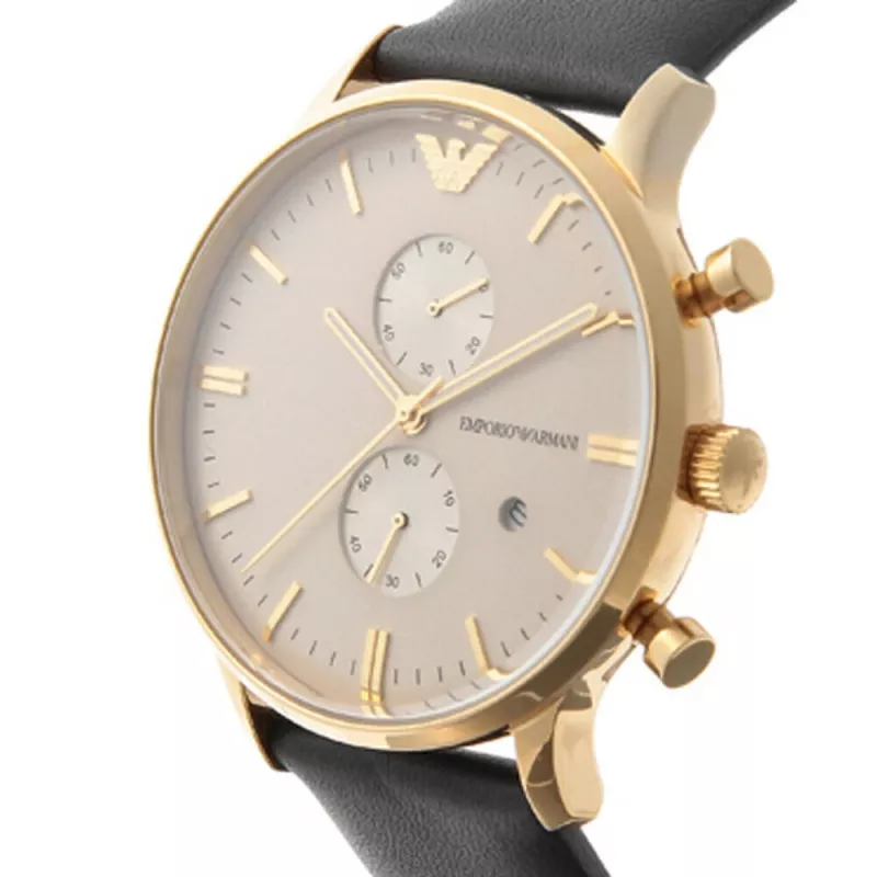 ARMANI AR0386 Meeste klassikaline kvarts-analoogkell 40mm hõbedase numbrilaua ja pruuni nahkrihmaga