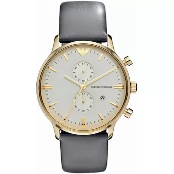 ARMANI AR0386 Meeste klassikaline kvarts-analoogkell 40mm hõbedase numbrilaua ja pruuni nahkrihmaga