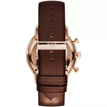 ARMANI AR0387 Men's Quartz Chronograph Watch 42mm Black Dial Leather Strap