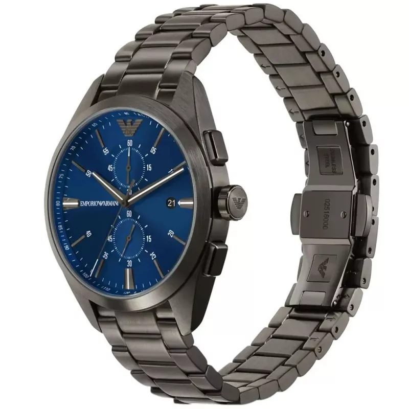 ARMANI AR11481 meeste Luigi kronograaf kvartskell 43mm musta numbrilauga ja musta nahkrihmaga