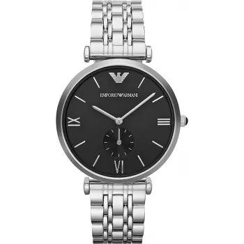 ARMANI AR1676 meeste analoogkvartskell 40mm musta numbrilaua ja nahkrihmaga
