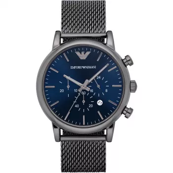 ARMANI AR1979 meeste kvartskronograafkell 46mm musta numbrilaud ja nahkrihm